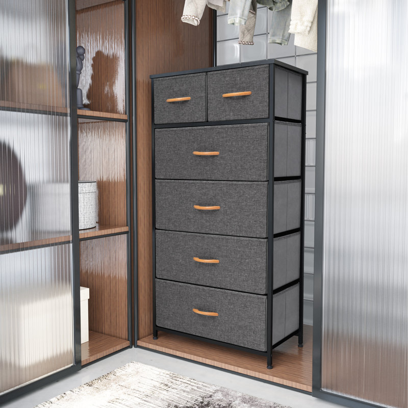Jauier Metal 23.2'' W 6 - Drawer Dresser, Gray, Gray