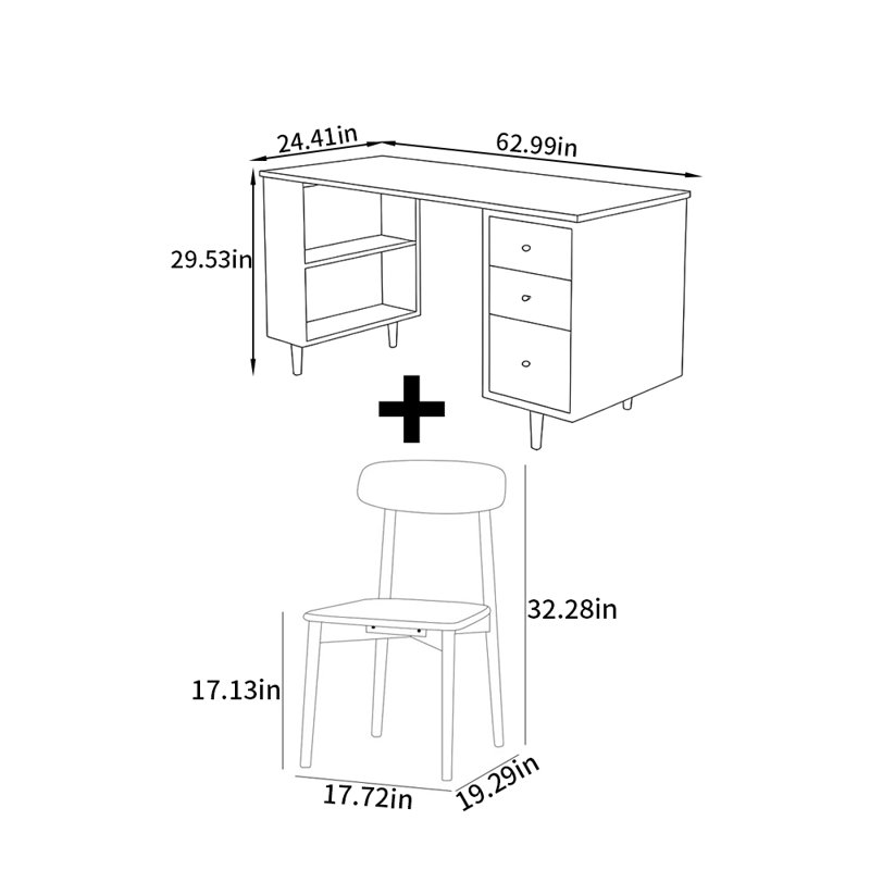 Modern style desk and chair set