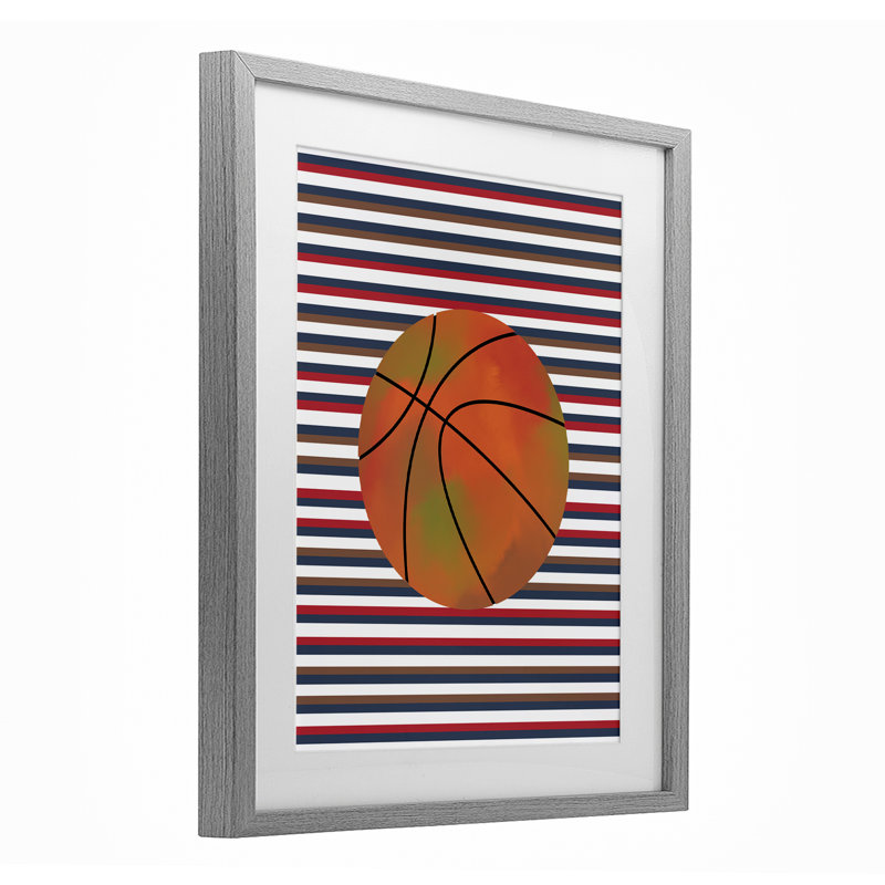 «Stripes And Sports Basketball», reproduction encadrée sous verre, conception de Marcus Prime, H 16 po x l 13 po