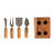 Marble Cheese Server Set With Mango Wood Stand, Black, Set Of 4