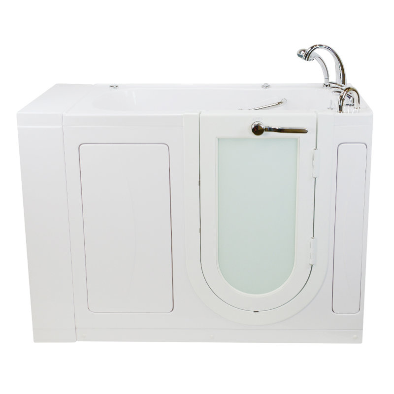 Ella Capri 30"x52" Acrylic Hydro Massage Walk-In Bathtub with Right Outward Swing Door, 5 Piece Fast Fill Faucet, 2" Dual Drain