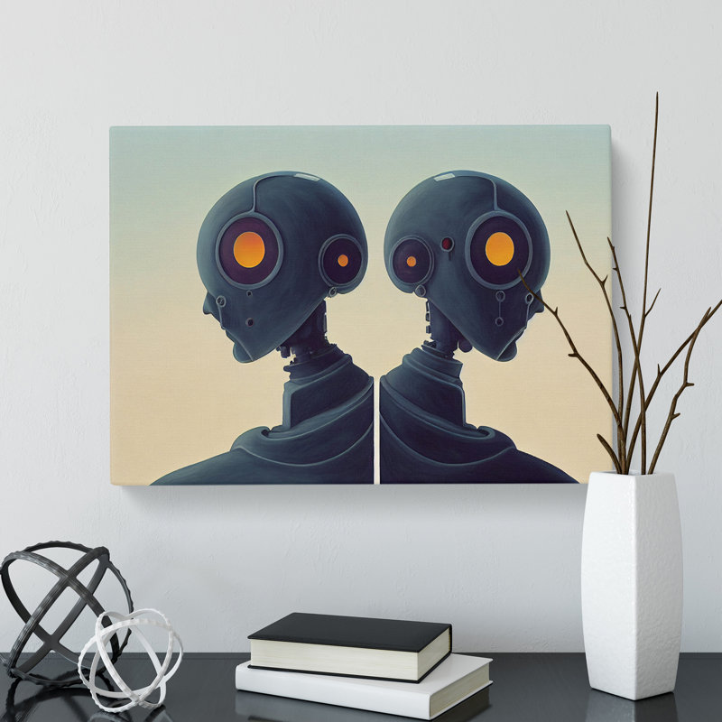 Two Robots - Wrapped Canvas Print, 50cm H x 76cm W x 3cm D