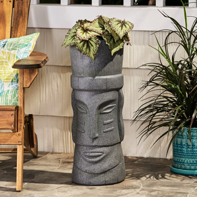 Pot à fleurs d'extérieur en oxyde de magnésium gris pierre - hauteur 24,21 po, profondeur 9,78 po, largeur 9,56 po, oxyde 13,27 lb, couleur, po Grand, large, profond
