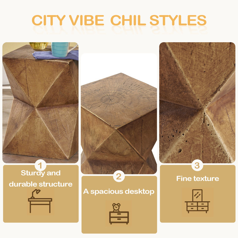 Side Table, Yellow/Natural