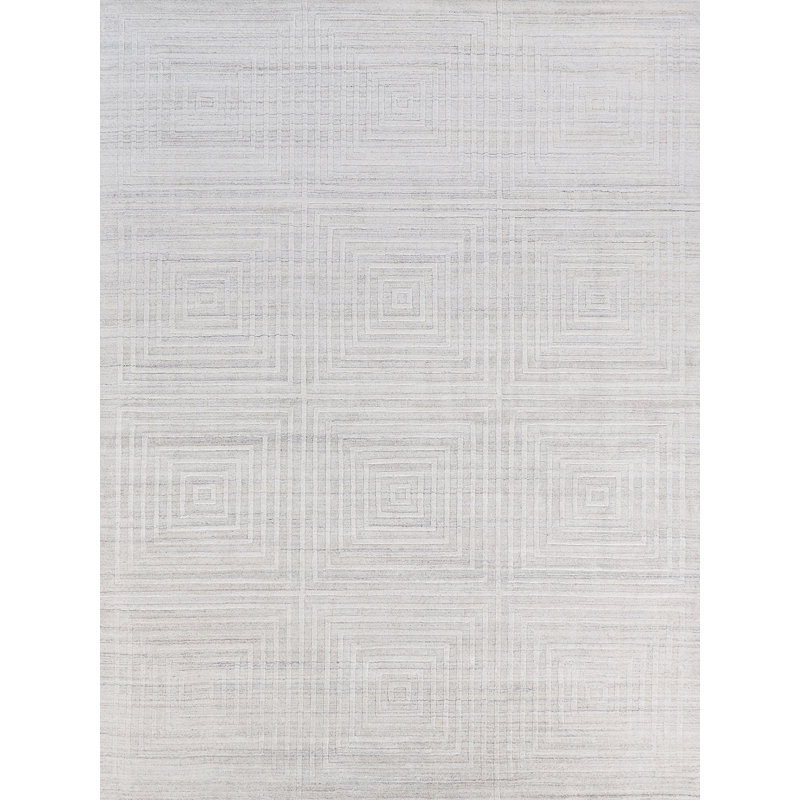 Castelli Geometric Area Rug in Light Silver, Ivory/Gray, Rectangle 12' x 15'