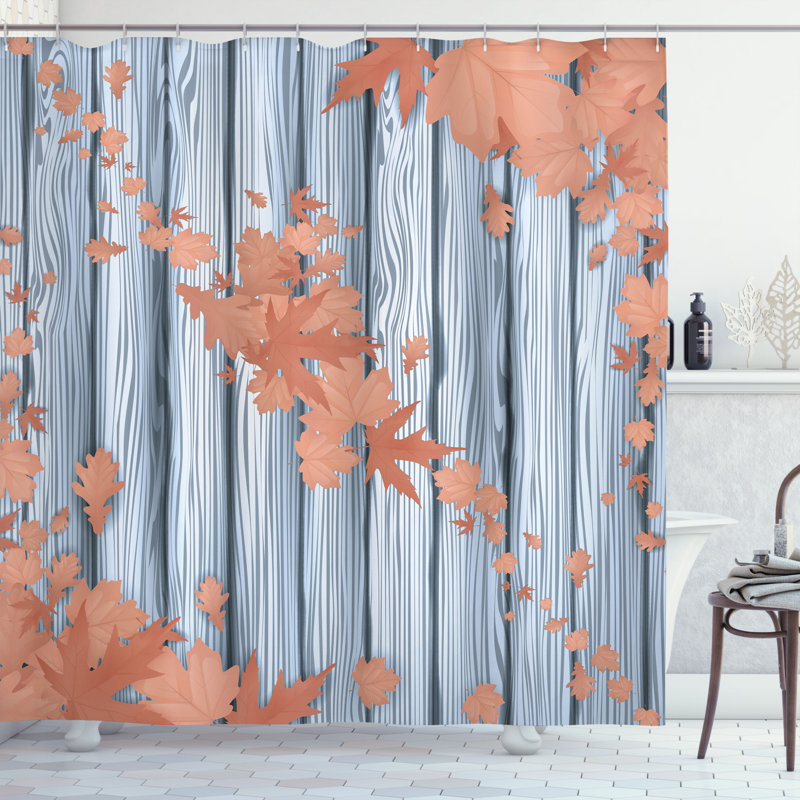 Ensemble de rideau de douche et crochets Autumn, H 69 po x l 84 po, Bleu gris