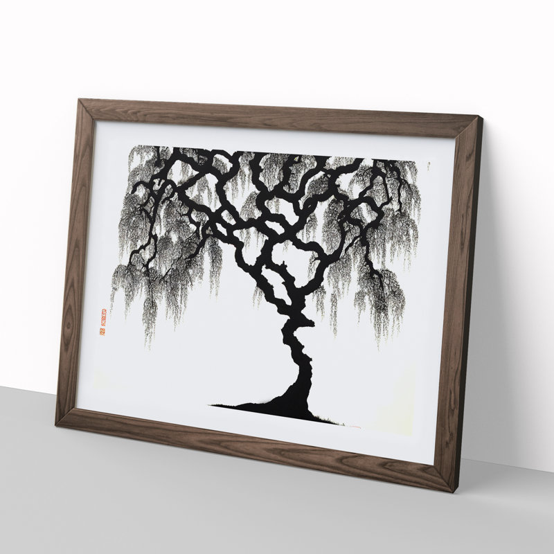 Resplendent Weeping Willow Tree - Single Picture Frame Painting, 25cm H x 34cm W x 2cm D, Walnut Framed