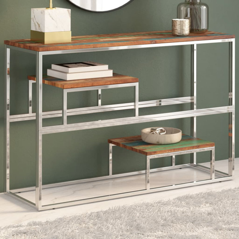 Console Ludivino, Bois, Argent et brun clair