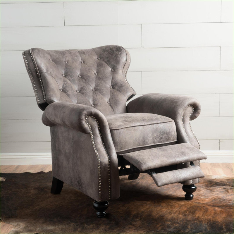 Fauteuil inclinable avec accoudoirs roulés gris brun Accents