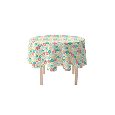 Round Floral Cotton Twill Tablecloth