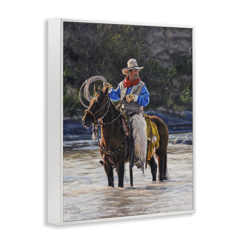 «Cowboy & River Passage», estampe numérique par David Graham bf-810, Estampe numérique encadrée blanc bord de mer