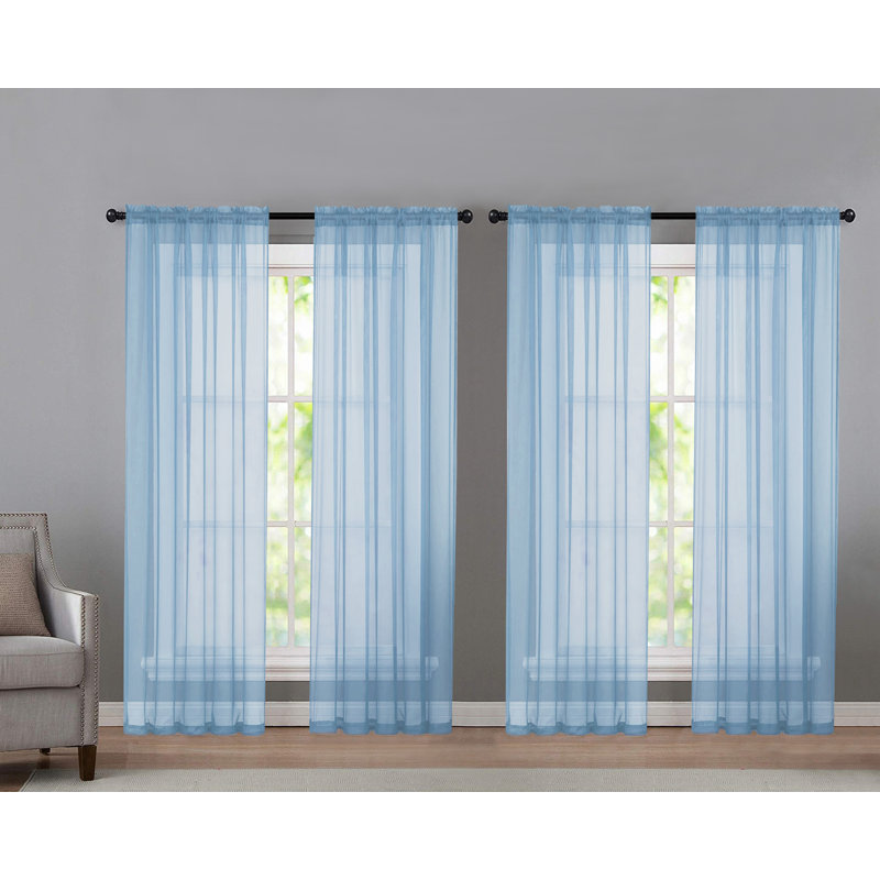 Panneau de rideau transparent d'extérieur Sarber Basic, Bleu pastel