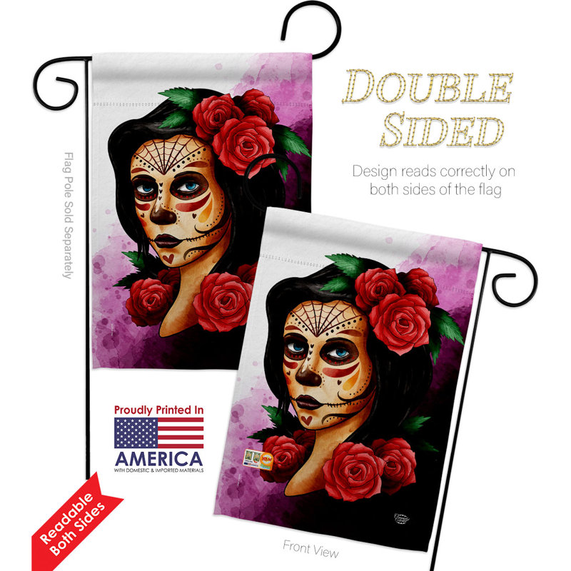 Drapeau de jardin élégant en polyester 18,5 x 13 po Skull