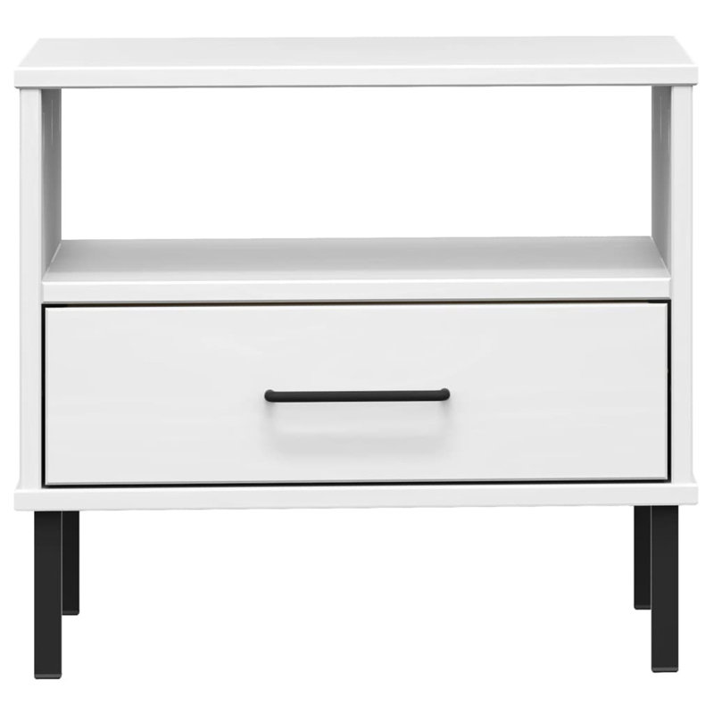 Kirina 50cm W Solid Wood Bedside Table, White