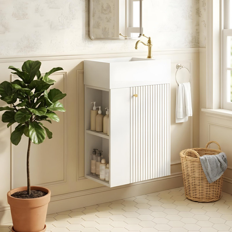 Meuble-lavabo 18,5 po avec lavabo, tablettes ouvertes et fermées