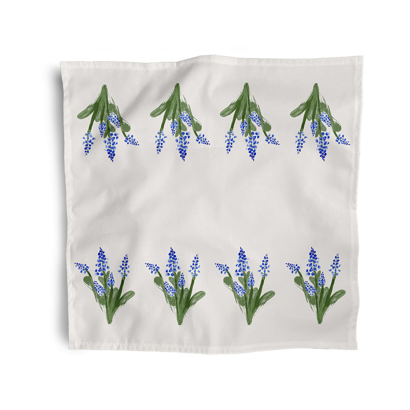 Laudalino Polyester Floral Square Napkin, Blue