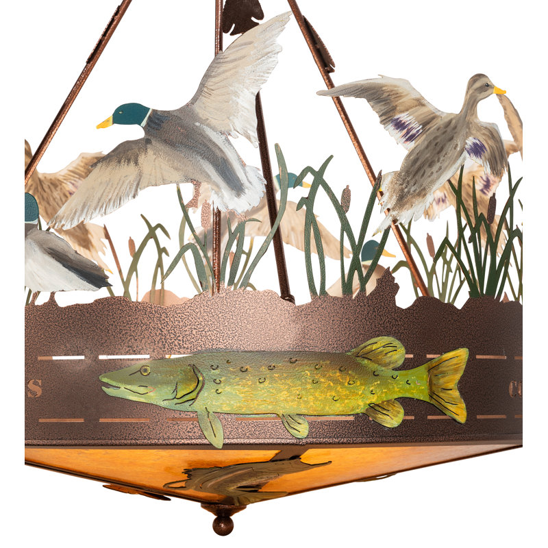 Copper and Glass Wildlife Semi-Flush Mount Light