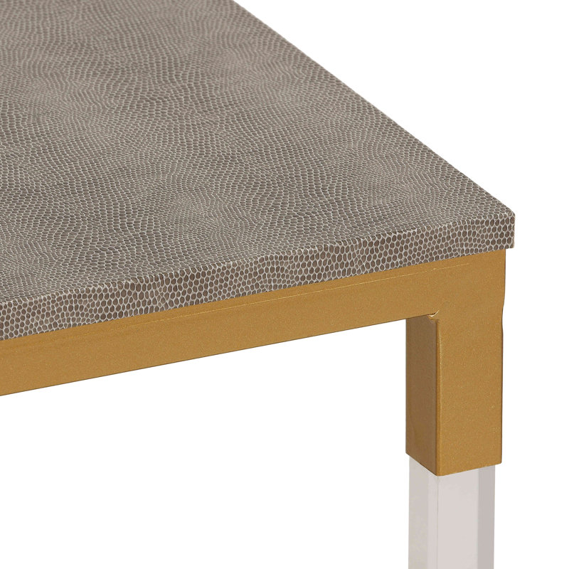 Tables gigognes carrées Dajee avec pieds en acrylique transparent, ensemble de 2