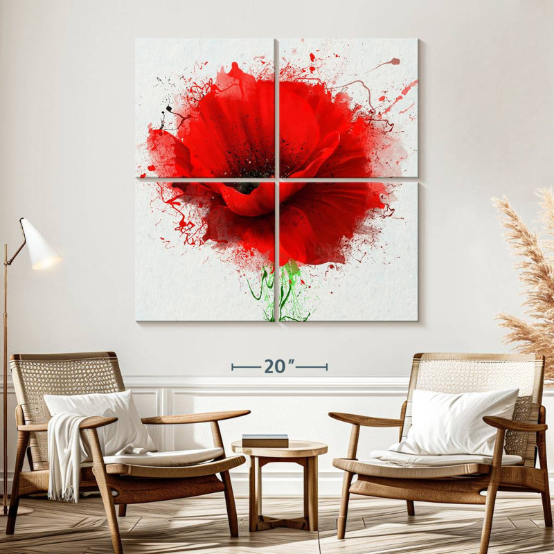 Harnek Red Poppy Splash, H 57 po x l 57 po