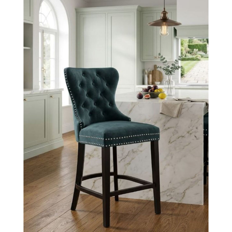 Grand tabouret en velours, Vert