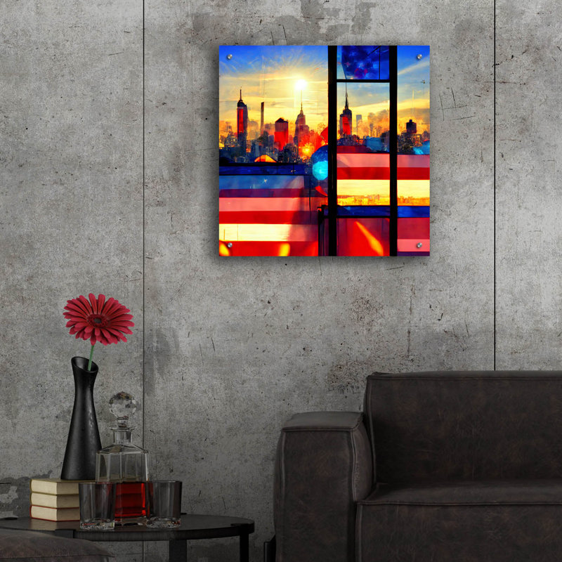«New York 5» par Ray Heere, art en verre acrylique Wal, H 24 po x l 24 po x P 0,2 po