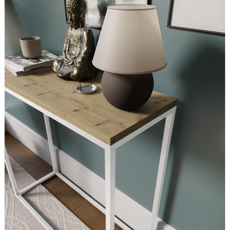 Burmaster Console Table, White, Artisan Oak, 80cm H x 80cm W x 30cm D