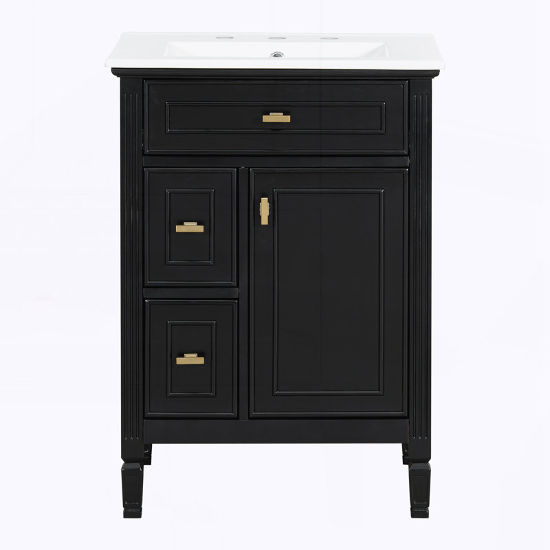 Meuble-lavabo 24 po avec lavabo, Noir