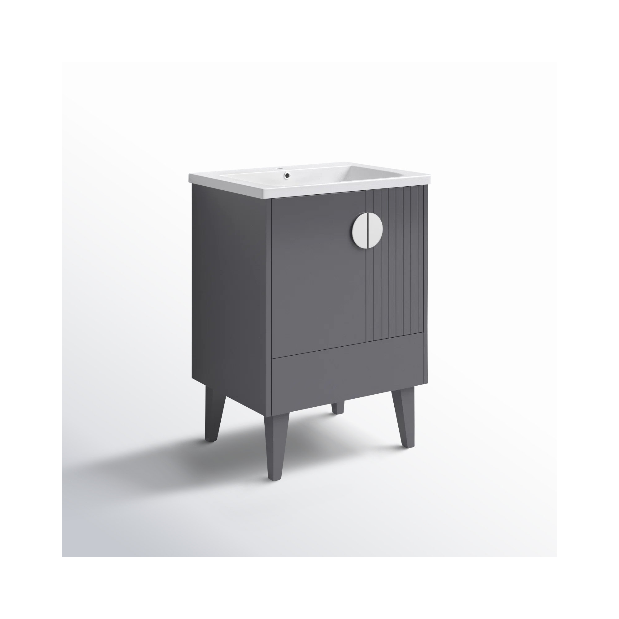 Saimah 24'' Single Bathroom Vanity, Rock Gray, Polished Chrome