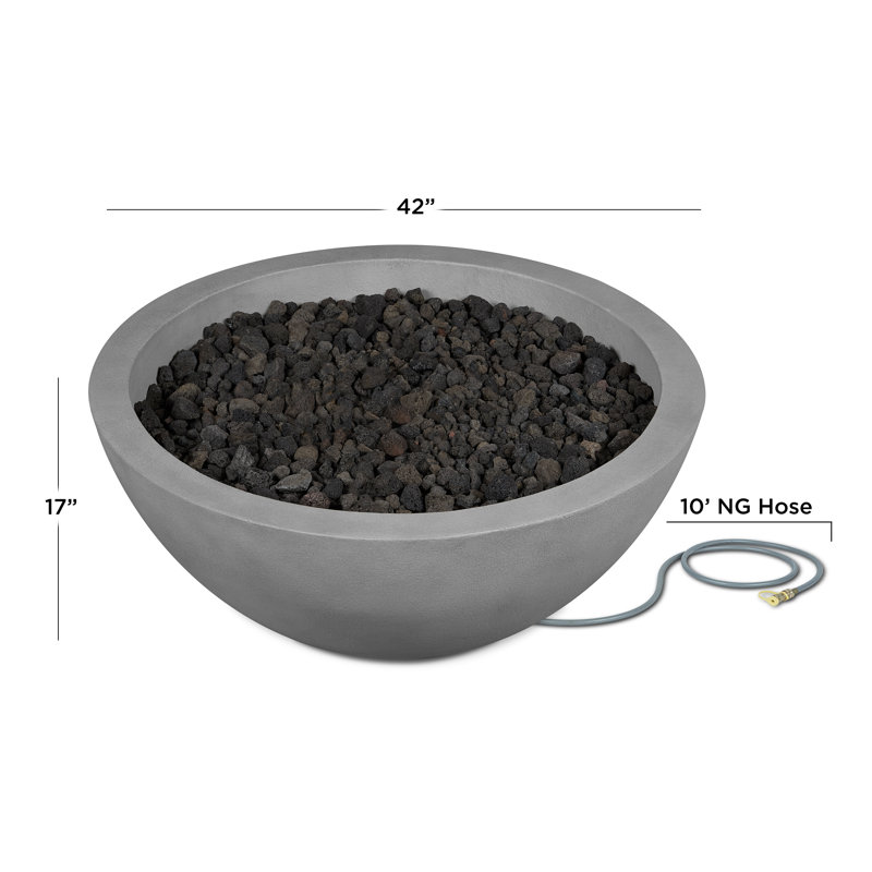 Eldora Round Concrete Fire Pit by Jensen Co, 16" H x 42" W x 42" D, Natural Gas, Ash