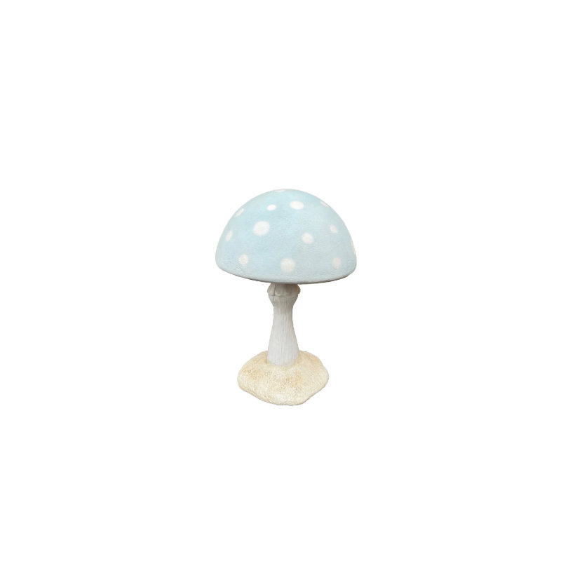 Petite statue ronde champignon pêche pastel, Bleu / blanc