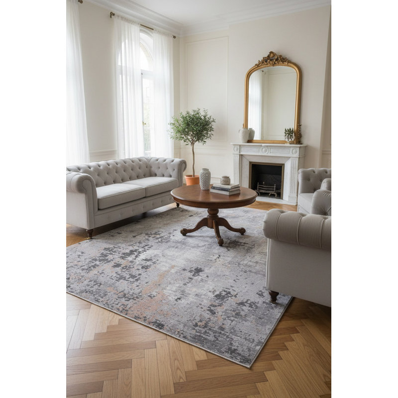 MARFI Collection Grey / Multi Abstract Doormat Rug, Rectangle 6'7" x 7'9"
