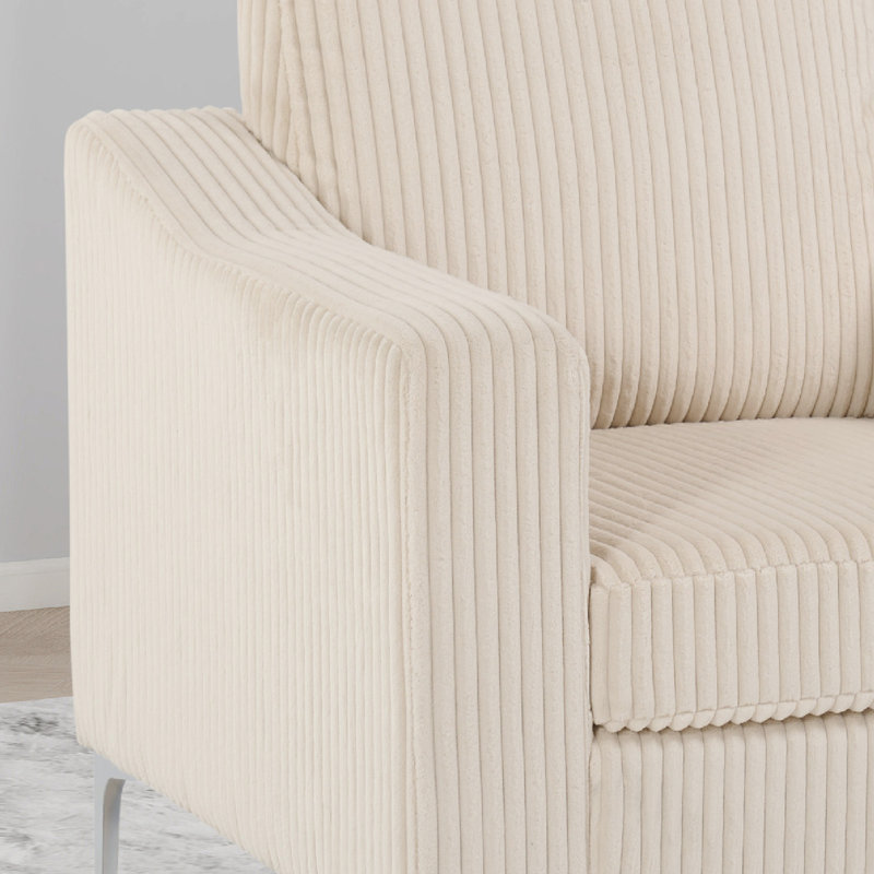 Fauteuil d'appoint rembourré l 35,22 po, Polyester beige