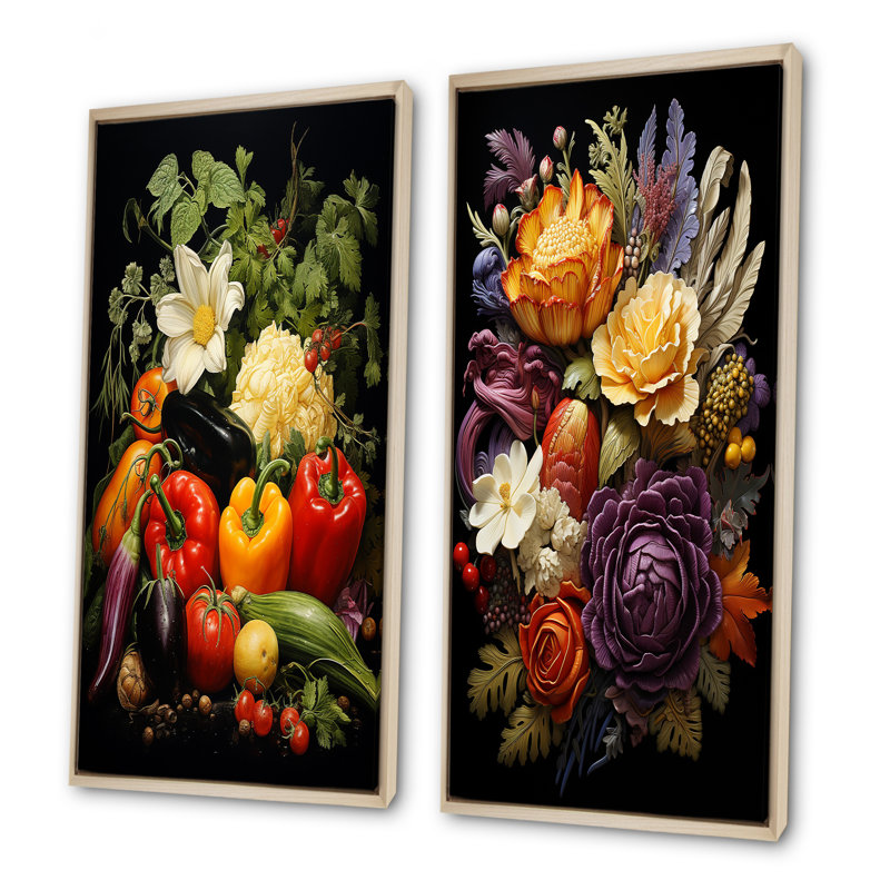 Ensemble de 2 fleurs murales comestibles Harmony Blooms, H 28 po x l 25 po, Cadre flottant brun