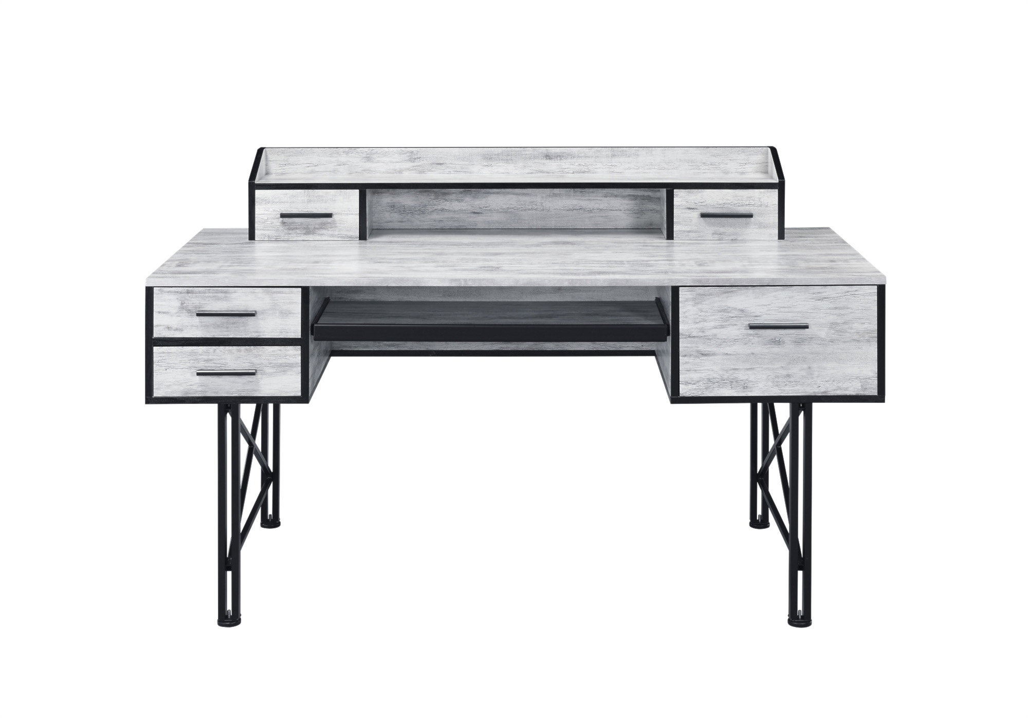 17 Stories Safea Antique White & Black Finish Computer Desk | Wayfair