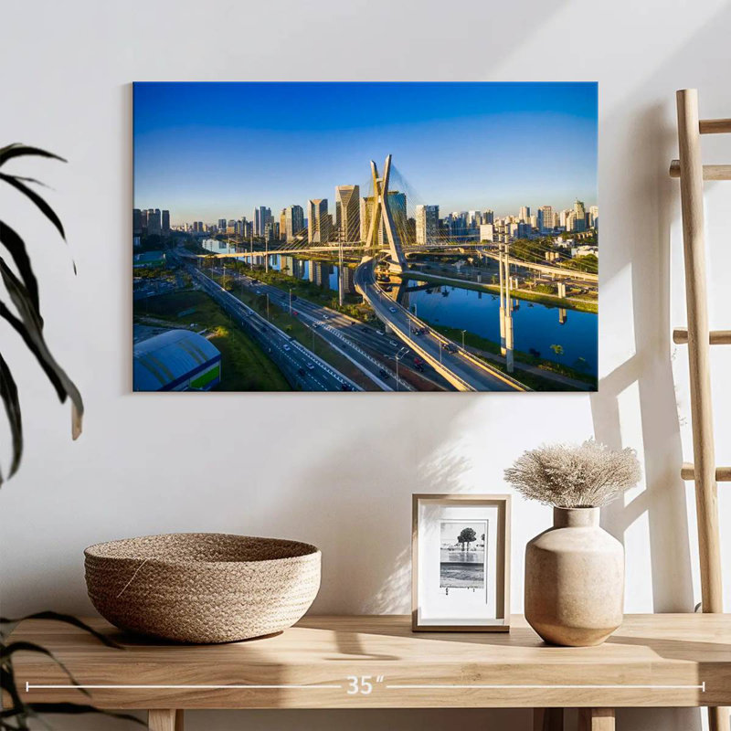Mehar, pont et paysage urbain de sao paulo, H 16 po x l 24 po