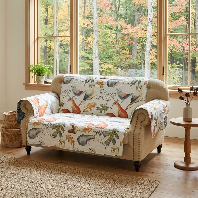 Housse pour causeuse réversible Elmina Willow, Polyester naturel