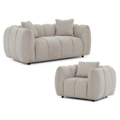 Nubira 2 Piece Chenille Curved Living Room Set