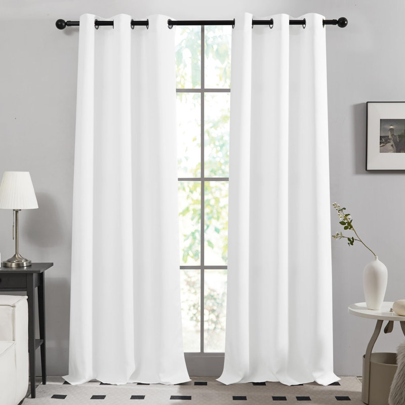 Thermal Insulated Room Darkening Grommet Curtain Panels (Set of 4), 42" W x 108" L, Pure White