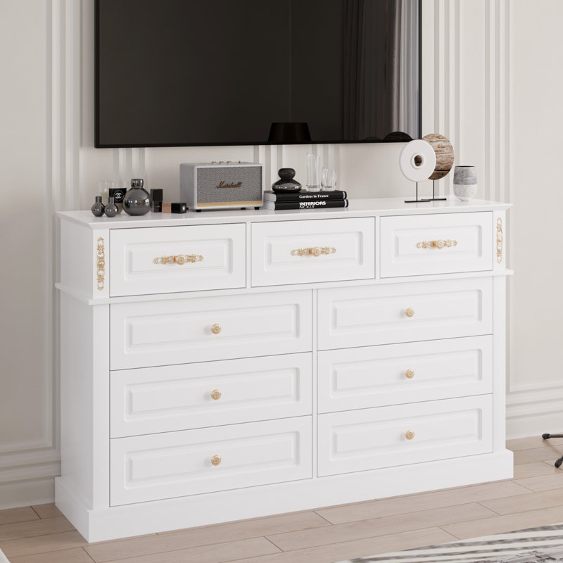 Large Dresser With 9 Drawers, White