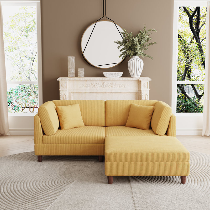 Seemab Reversible Modular Corner Sofa, Orange