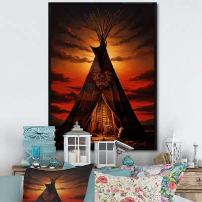 Tipi orange natif embrassant la tradition III - impression
