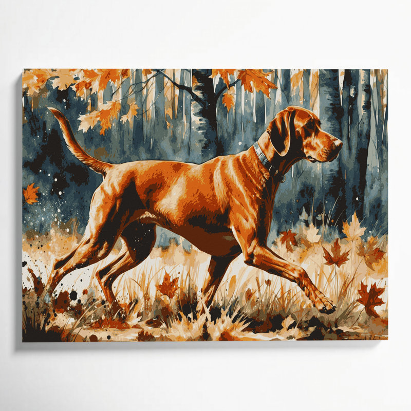 Chiens, art mural sur toile brune Vizsla, H 12 po x l 18 po