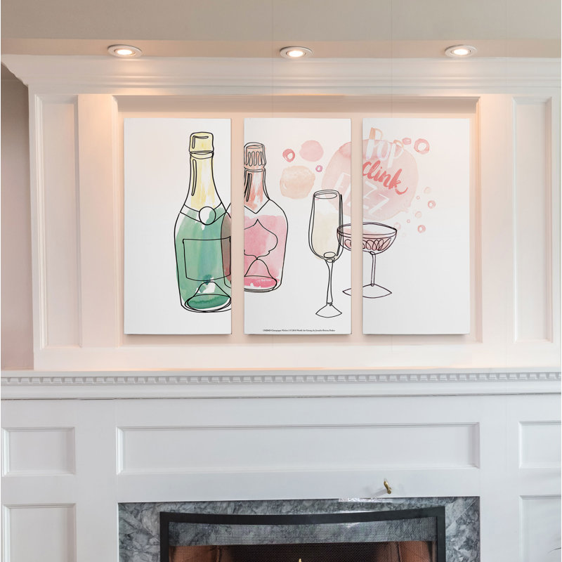 Impression sur toile, "champagne vœux i" par excellence, H 24 po x l 36 po x P 1,5 po