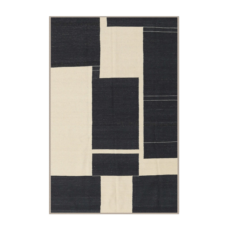 Tapis abstrait noir / beige, Rectangle 2 pi x 3 pi