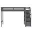 Lit mezzanine simple au-dessus d'un lit double avec espace de rangement - lit gris, convient à différentes tailles de matelas-1396635951