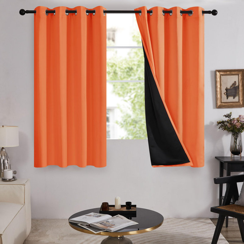 100 Percent Blackout with Liner Grommet Curtain Panel (Set of 4), 52" W x 63" L, Navy Blue