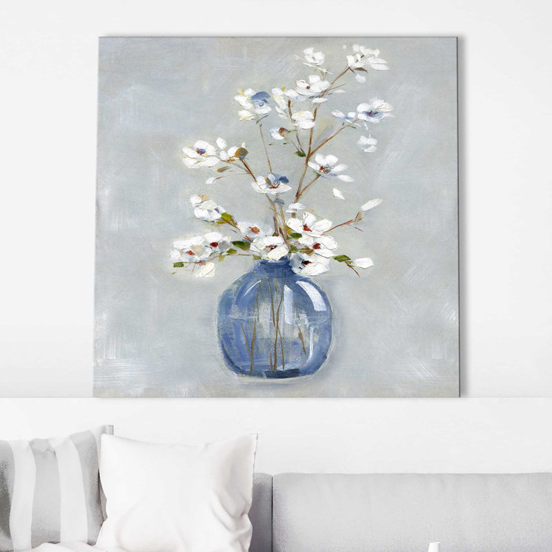 «Cottage Blooming I» par Sally Swatland - peinture sur toile tendue, L 28 po x H 28 po, Toile tendue