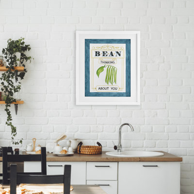 Reproduction sous verre encadrée «Bean Th pensant à vous» par Lara Beeston