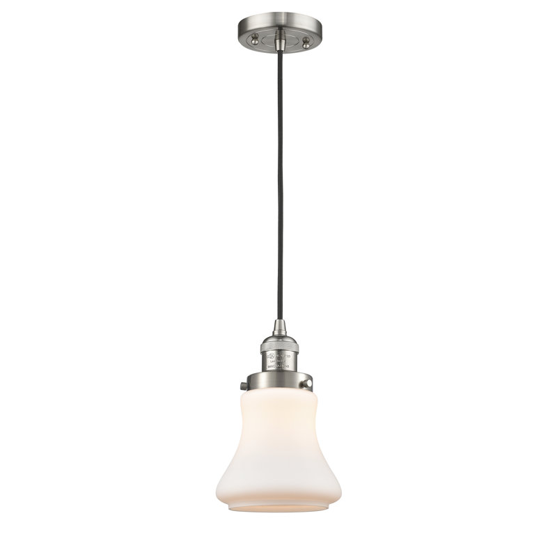 Edda 1 - Light Single Pendant, No Bulb Included, Brushed Satin Nickel, Matte White