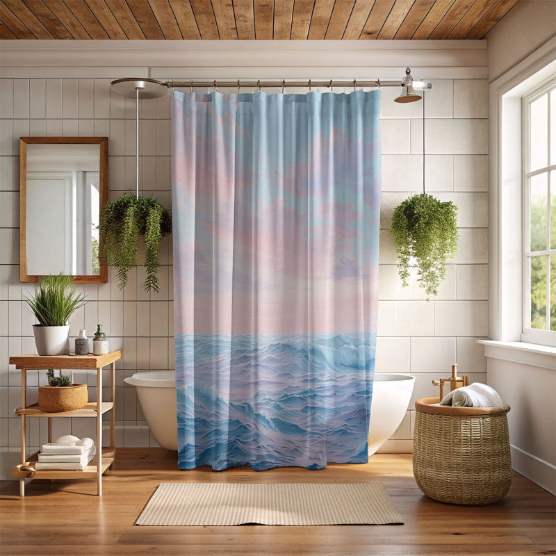 Rideau de douche standard 1 pièce Pastel Ocean Horizons, H 74 po x l 71 po
